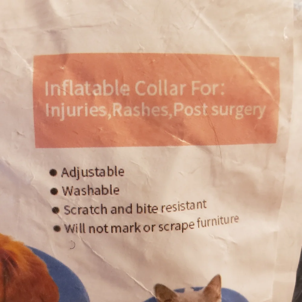 Protective Inflatable Dog Collar Size Medium Post Surgery Soft Outer Cover Blue